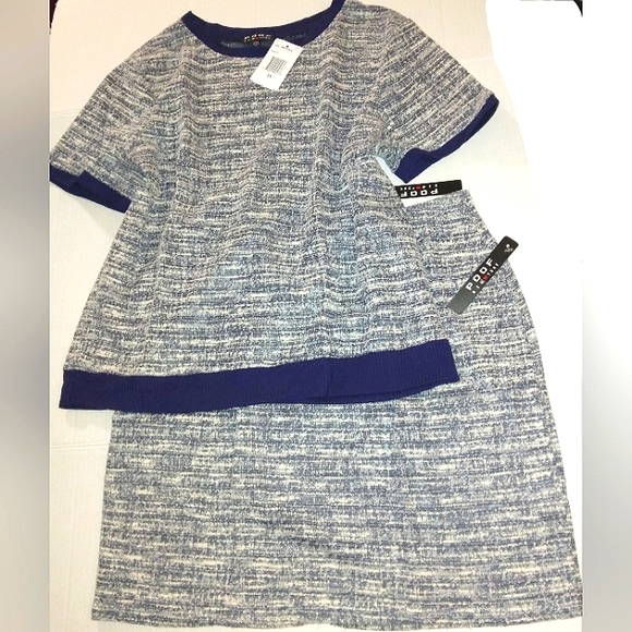 NWT☆POOF!☆NY☆Plus Size 1X Navy Casual/ Dressy 2pc Skirt Top Set☆Made in USA - Picture 6 of 16